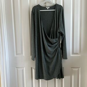 Green Heather faux wrap dress in 3X.  Stitch fix exclusive.
